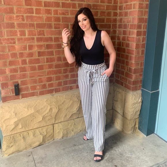 Striped Linen Wide Leg Pants from Dynamite - Picture 2 of 4